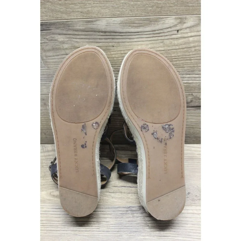 Lucky‎ Brand women's Jasmei strappy leather espadrille wedge sandals 7.5M